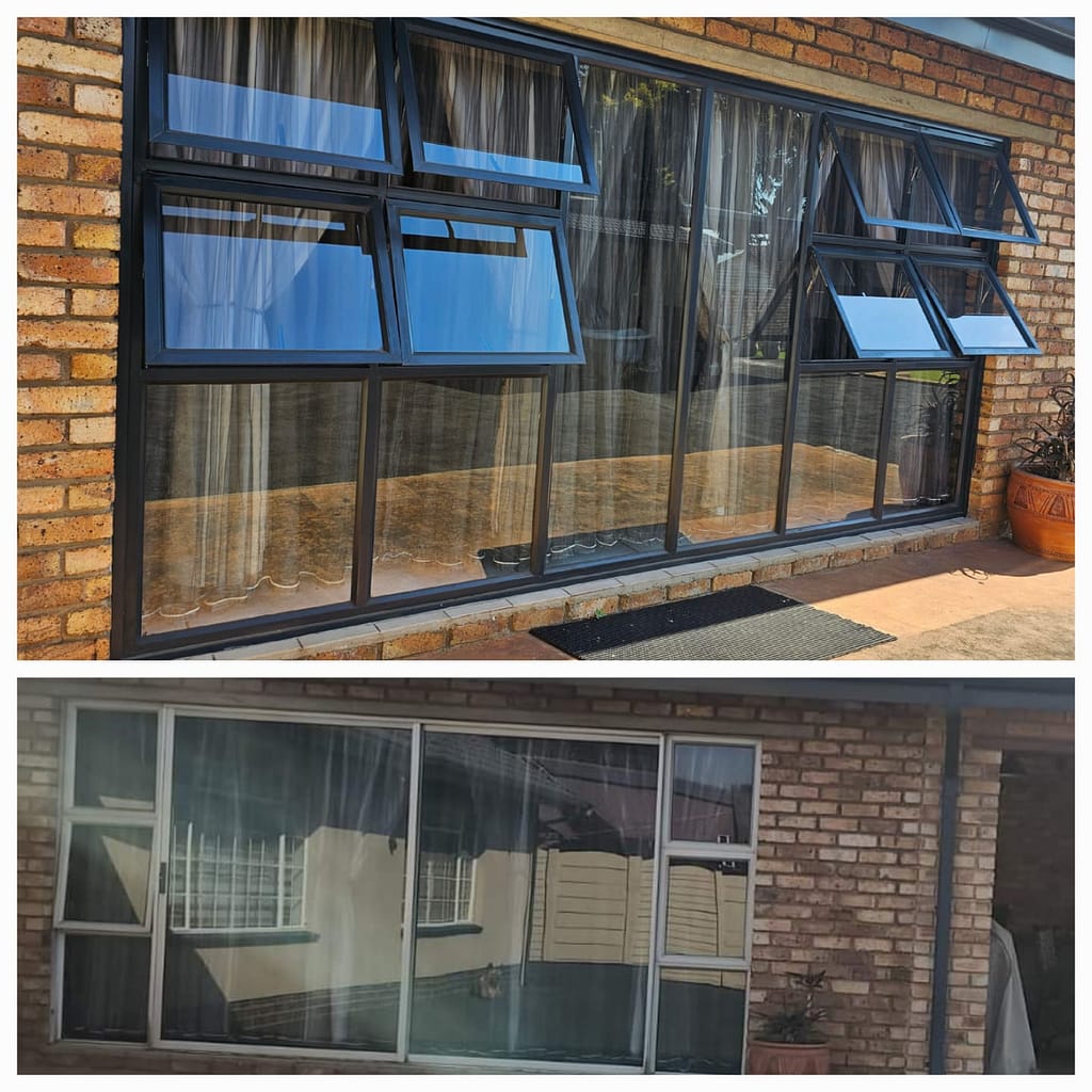 Massive window converted from steel to alumium in chacaol colour