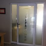 Single Hinged Door in White with sidelights on Both Sides